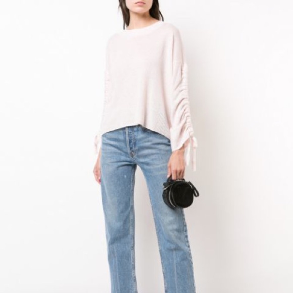 A.L.C Lightweight Pink Crop Sweater with Ties